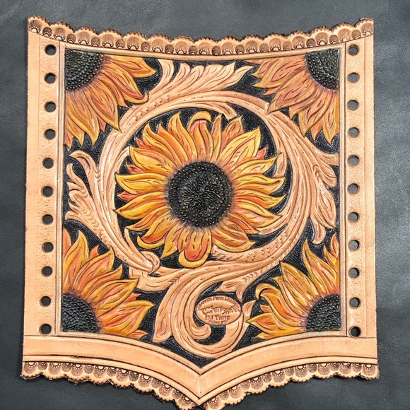 Custon Tooled “Sunflower” Bridal Bouquet Wrap - Picture 1 of 6